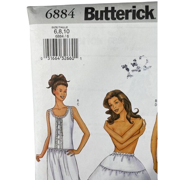 Butterick 6884 Camisole Pantaloons Petticoat Sewing Pattern Sizes 6-10 UNCUT - Picture 2 of 6